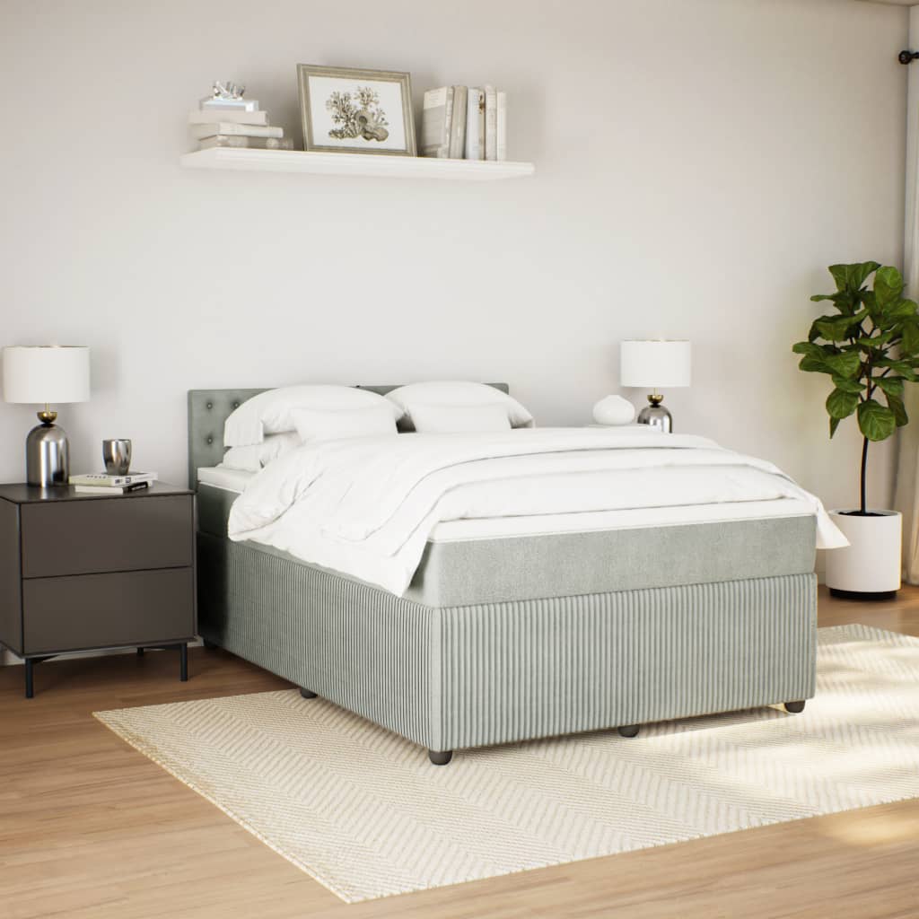Boxspring met matras fluweel lichtgrijs 140x190 cm is nu te koop bij PeponiXL, paradijselijk wonen!