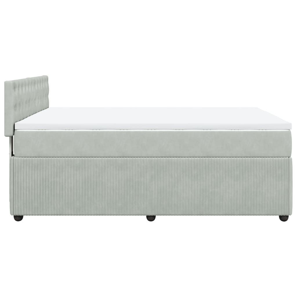 Boxspring met matras fluweel lichtgrijs 140x190 cm is nu te koop bij PeponiXL, paradijselijk wonen!
