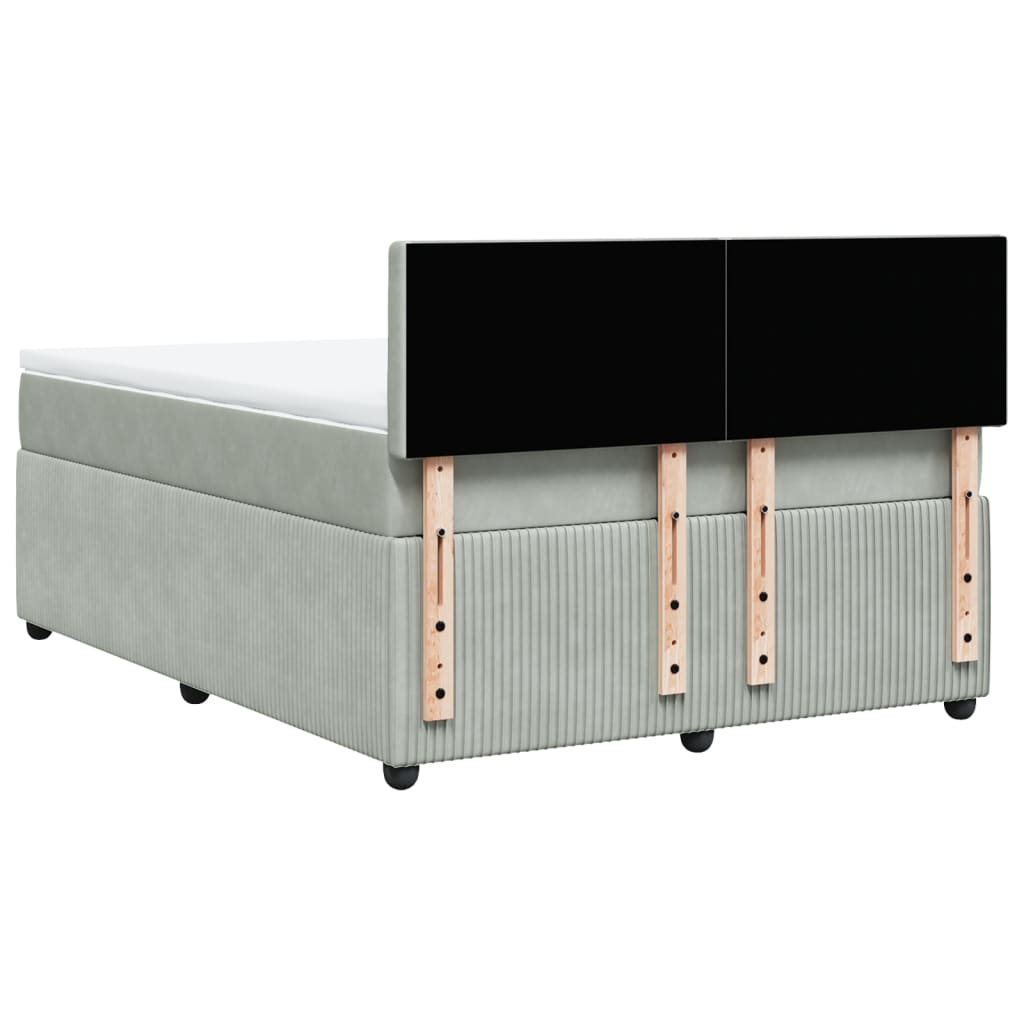 Boxspring met matras fluweel lichtgrijs 140x190 cm is nu te koop bij PeponiXL, paradijselijk wonen!