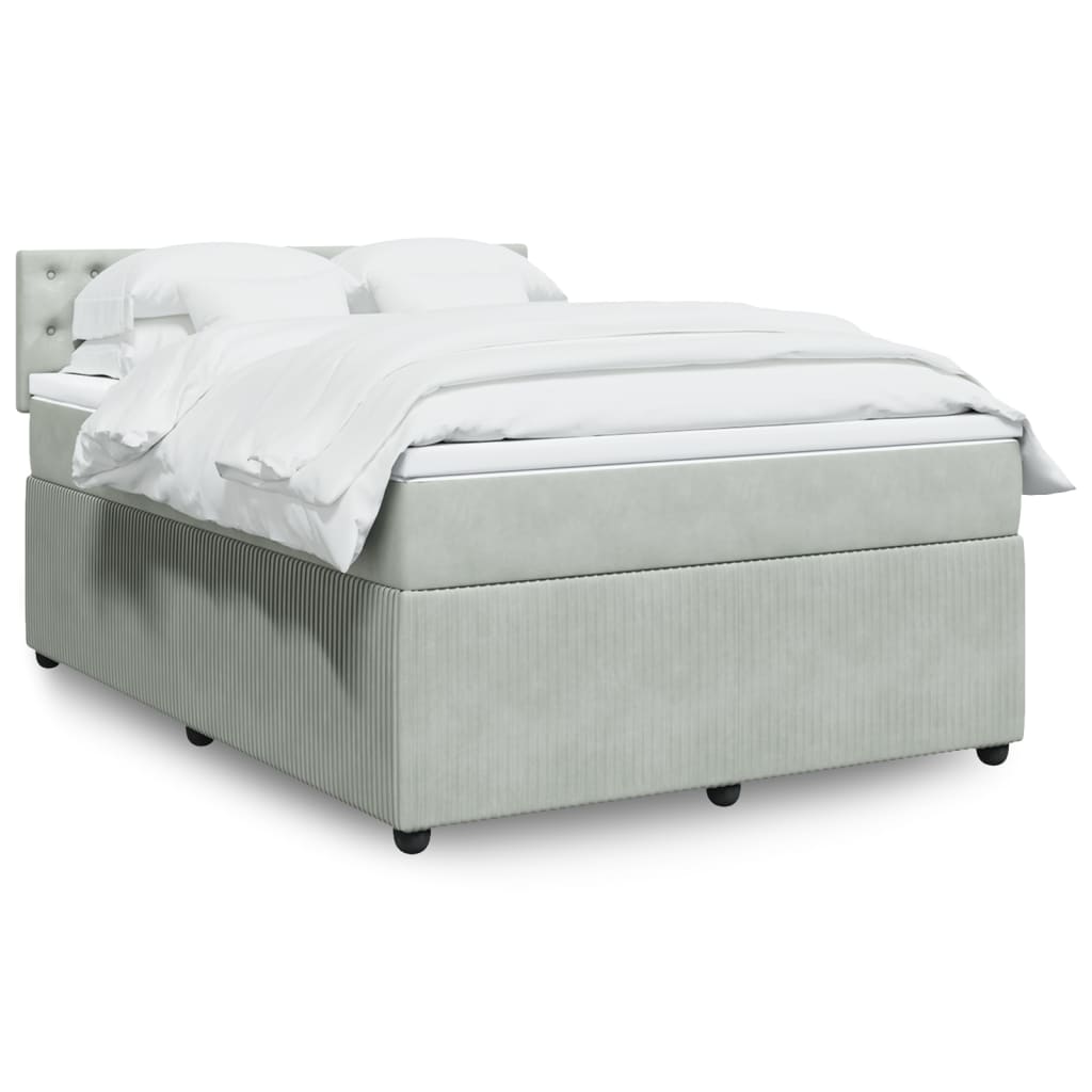 Boxspring met matras fluweel lichtgrijs 140x190 cm is nu te koop bij PeponiXL, paradijselijk wonen!