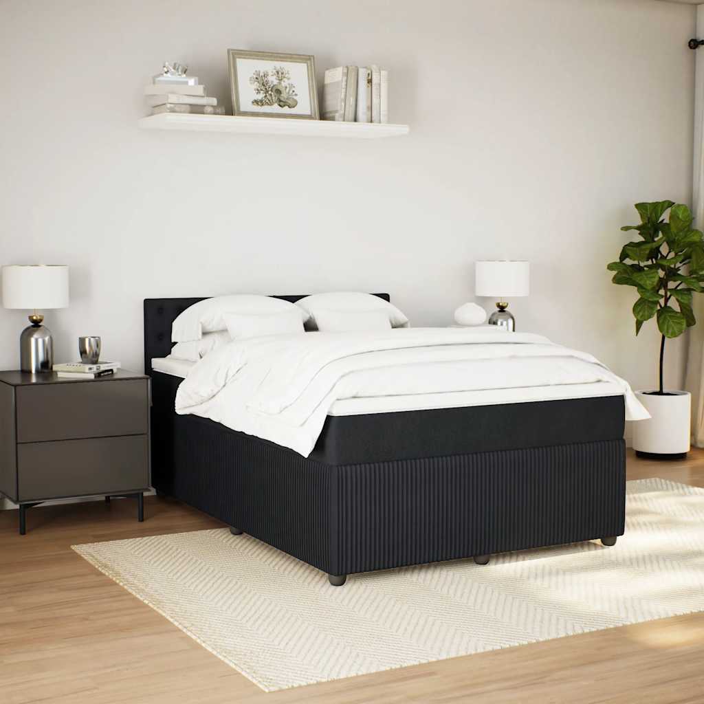 Boxspring met matras fluweel zwart 140x190 cm is nu te koop bij PeponiXL, paradijselijk wonen!