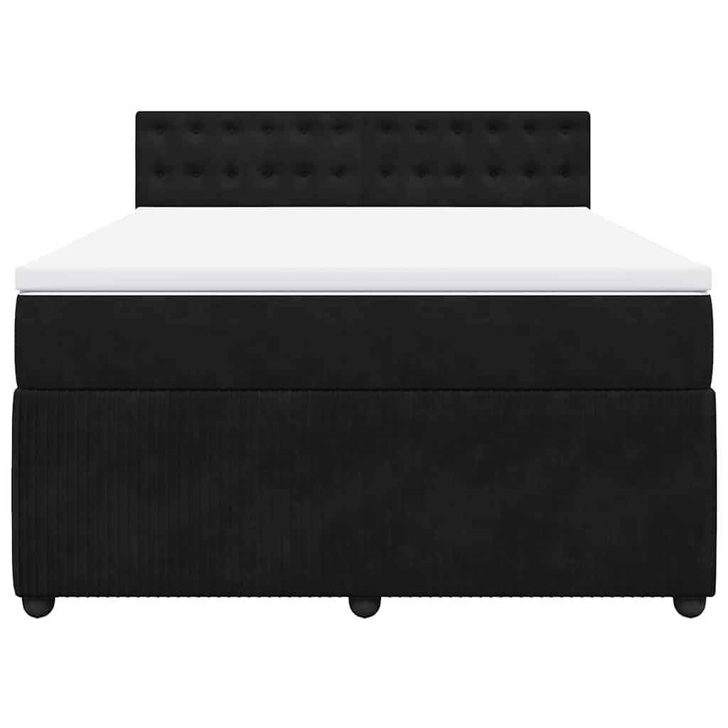 Boxspring met matras fluweel zwart 140x190 cm is nu te koop bij PeponiXL, paradijselijk wonen!