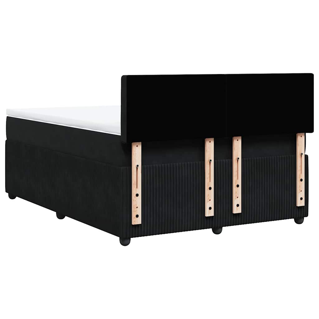 Boxspring met matras fluweel zwart 140x190 cm is nu te koop bij PeponiXL, paradijselijk wonen!