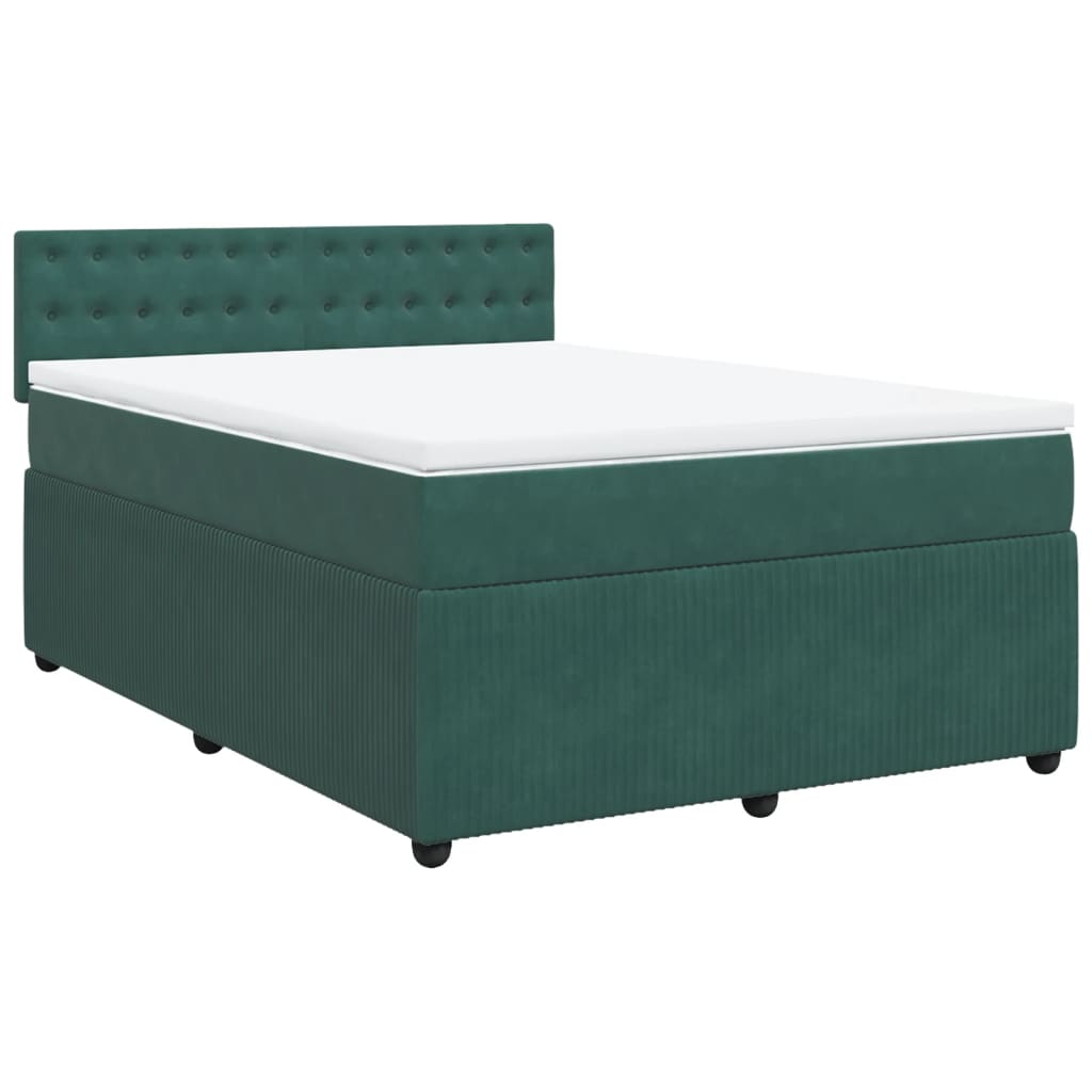 Boxspring met matras fluweel donkergroen 140x190 cm is nu te koop bij PeponiXL, paradijselijk wonen!