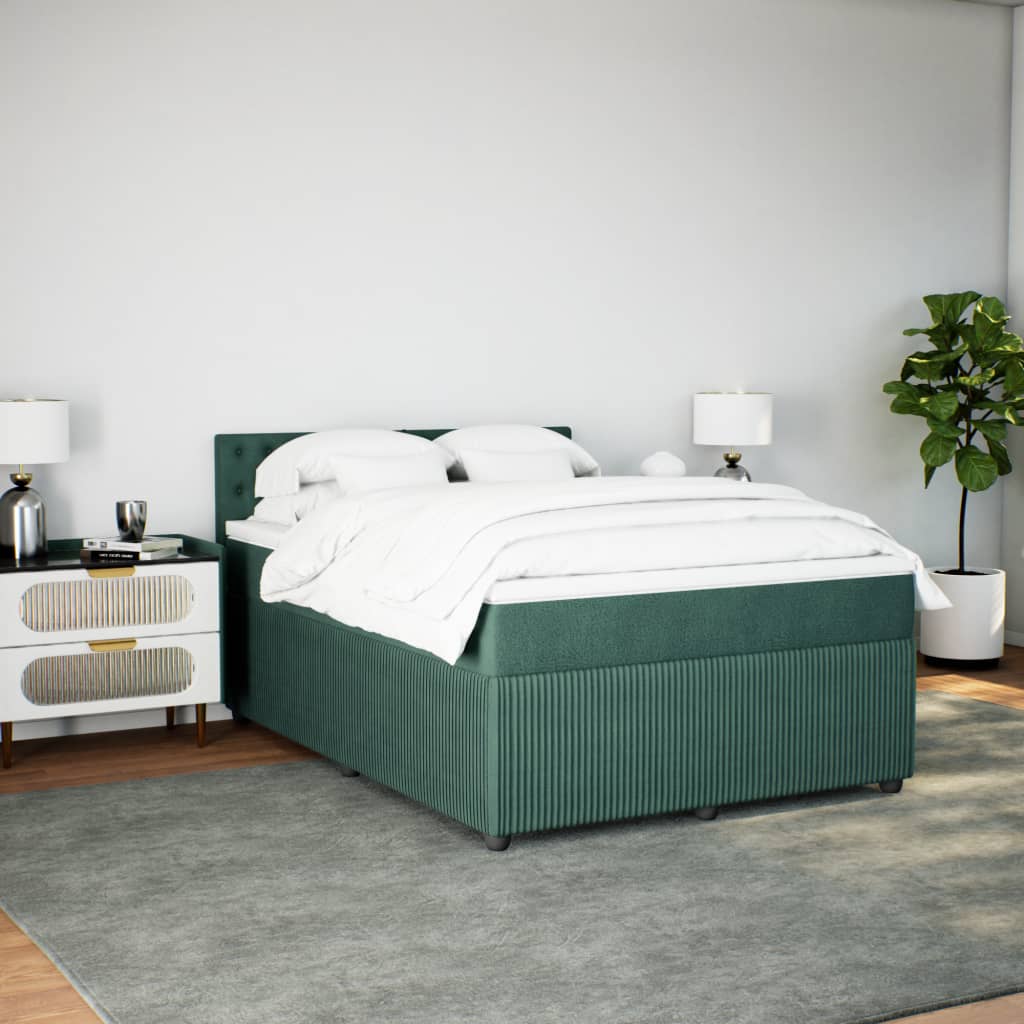 Boxspring met matras fluweel donkergroen 140x190 cm is nu te koop bij PeponiXL, paradijselijk wonen!
