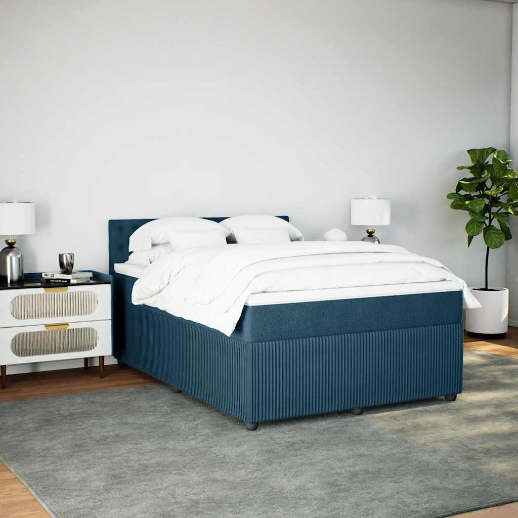 Boxspring met matras fluweel blauw 140x190 cm is nu te koop bij PeponiXL, paradijselijk wonen!