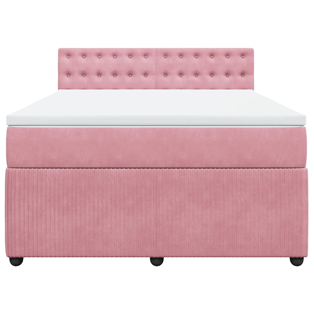 Boxspring met matras fluweel roze 140x190 cm is nu te koop bij PeponiXL, paradijselijk wonen!