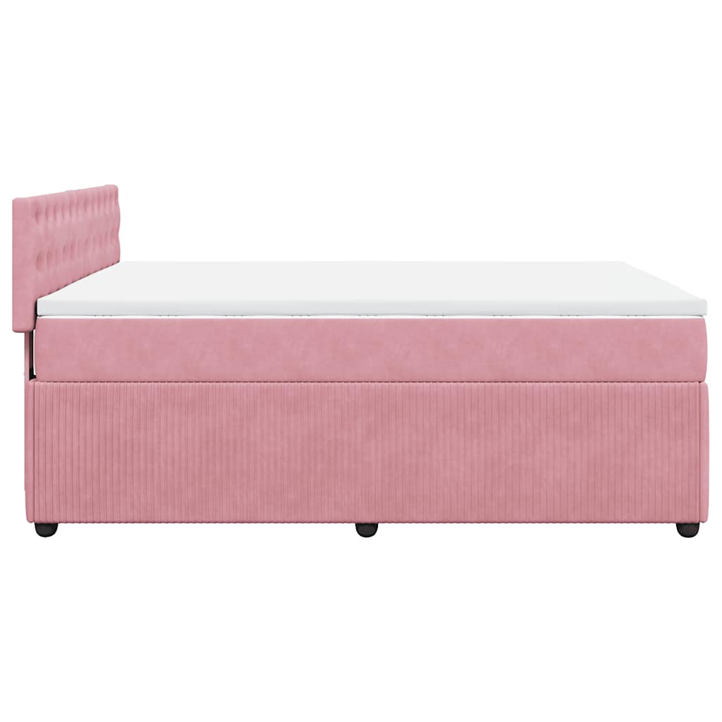 Boxspring met matras fluweel roze 140x190 cm is nu te koop bij PeponiXL, paradijselijk wonen!