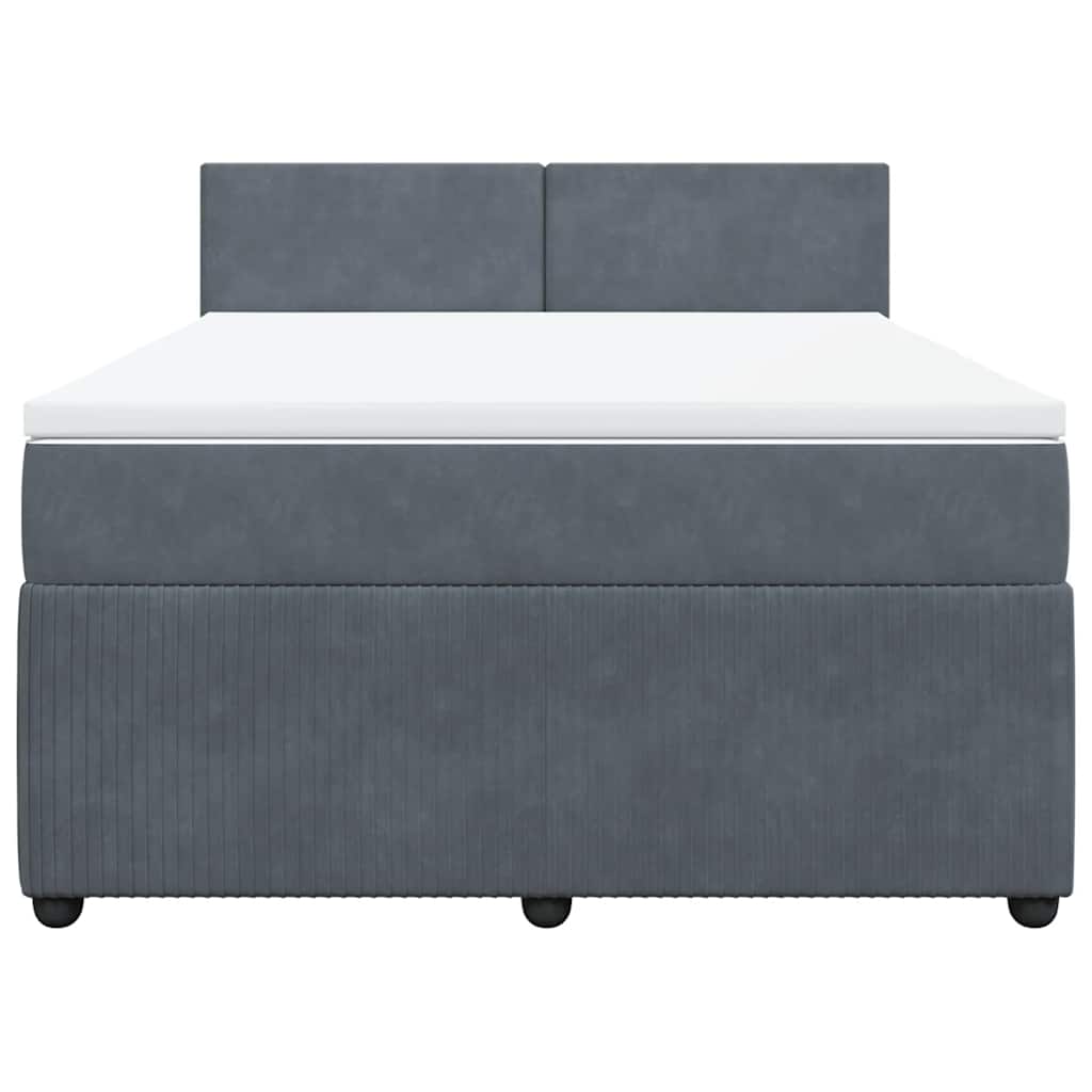 Boxspring met matras fluweel donkergrijs 140x200 cm is nu te koop bij PeponiXL, paradijselijk wonen!