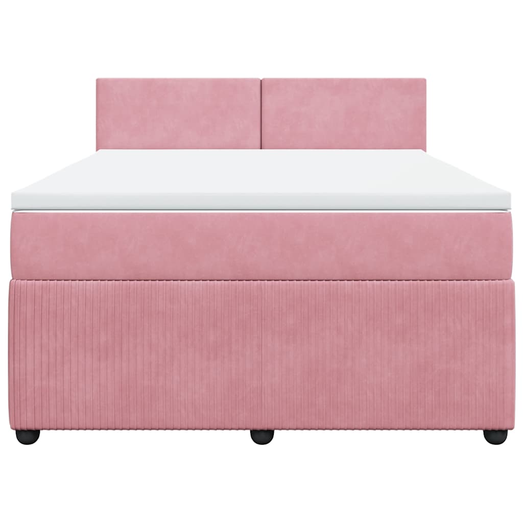 Boxspring met matras fluweel roze 140x200 cm is nu te koop bij PeponiXL, paradijselijk wonen!