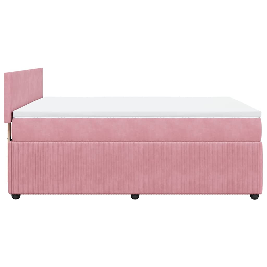 Boxspring met matras fluweel roze 140x200 cm is nu te koop bij PeponiXL, paradijselijk wonen!