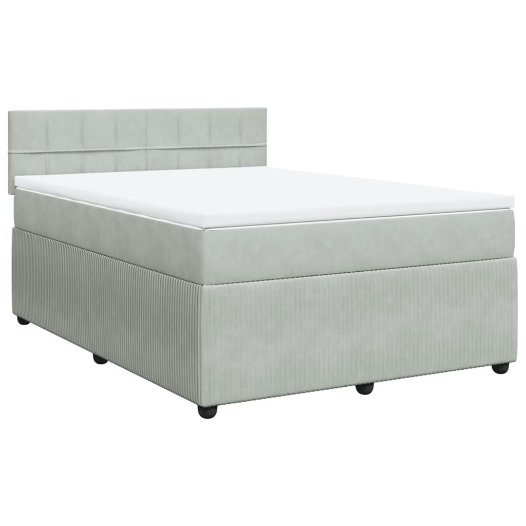 Boxspring met matras fluweel lichtgrijs 140x200 cm is nu te koop bij PeponiXL, paradijselijk wonen!