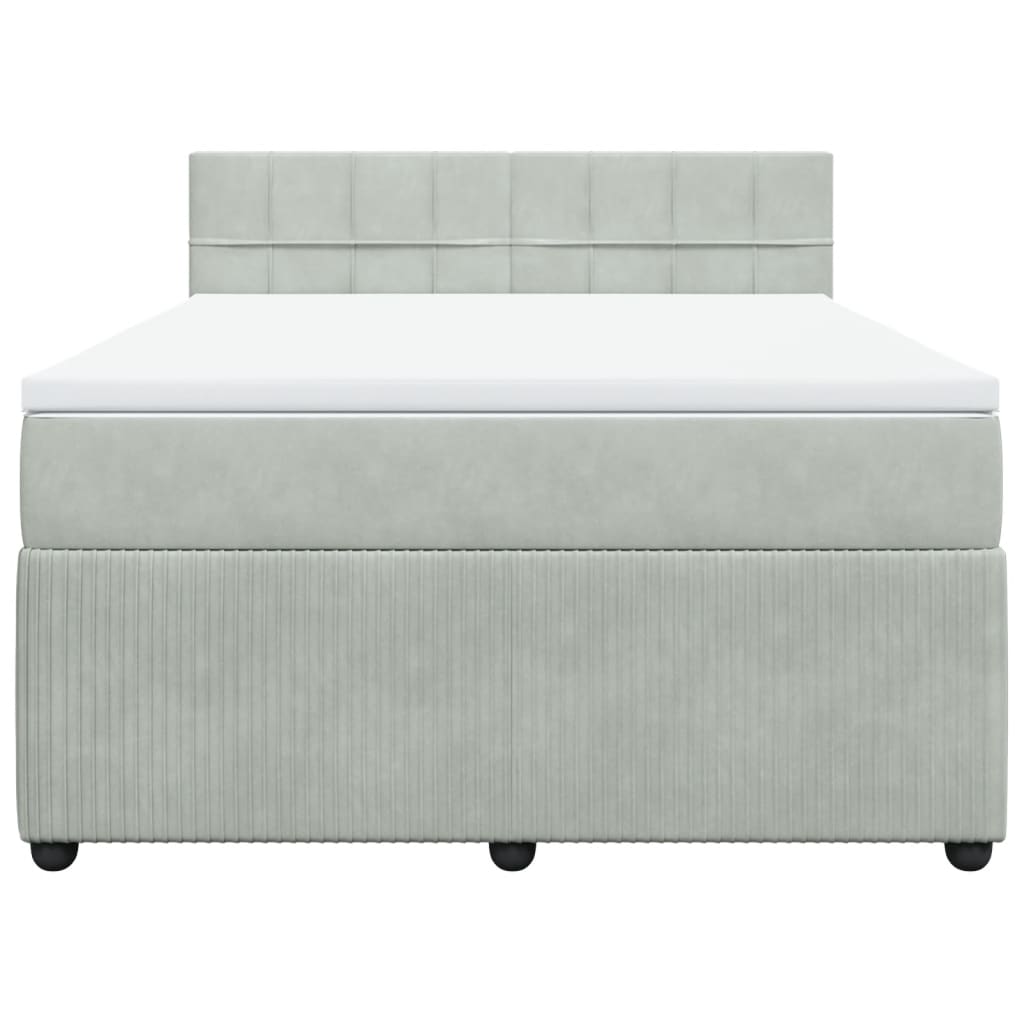 Boxspring met matras fluweel lichtgrijs 140x200 cm is nu te koop bij PeponiXL, paradijselijk wonen!