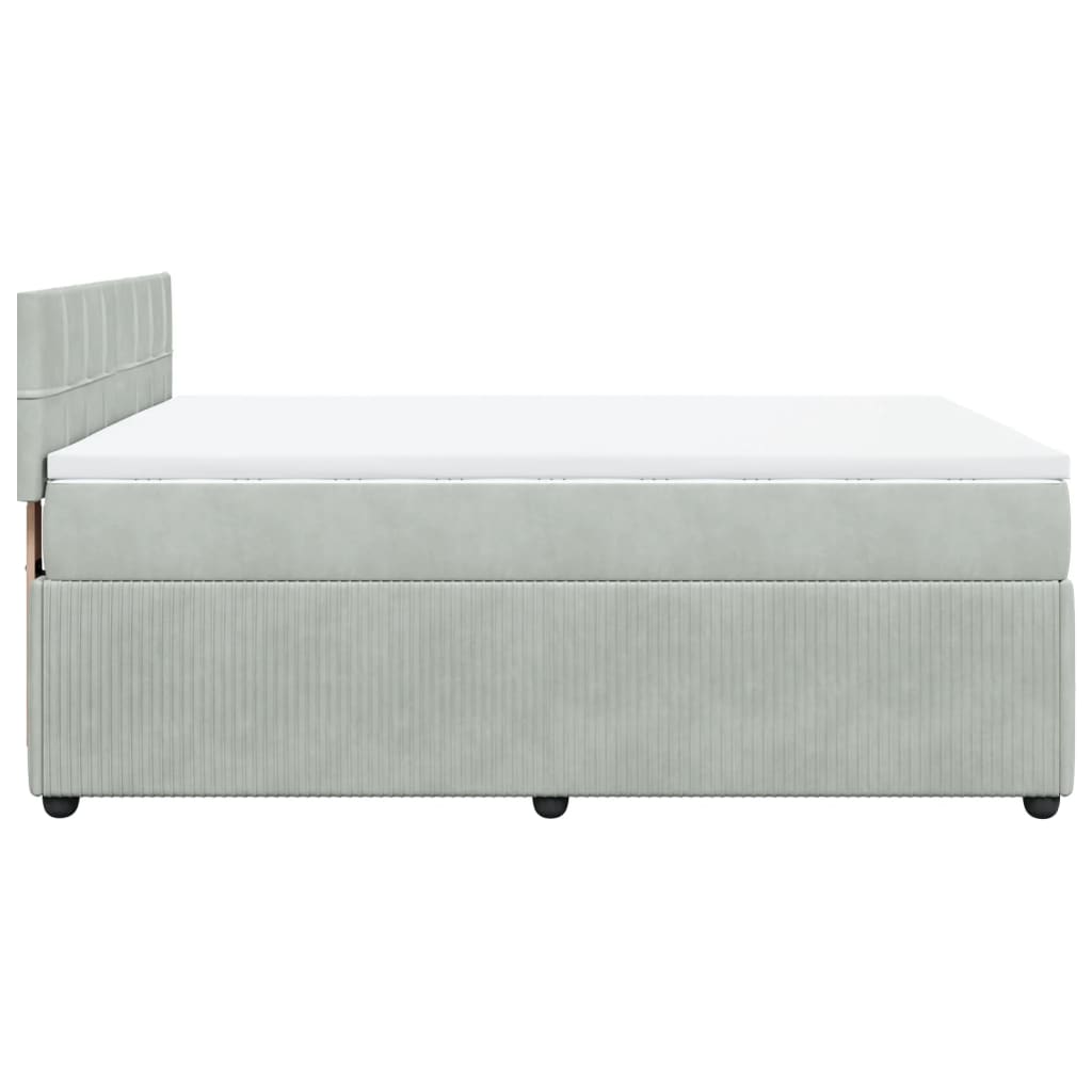 Boxspring met matras fluweel lichtgrijs 140x200 cm is nu te koop bij PeponiXL, paradijselijk wonen!
