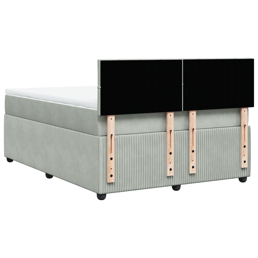 Boxspring met matras fluweel lichtgrijs 140x200 cm is nu te koop bij PeponiXL, paradijselijk wonen!