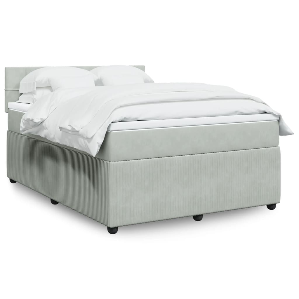 Boxspring met matras fluweel lichtgrijs 140x200 cm is nu te koop bij PeponiXL, paradijselijk wonen!