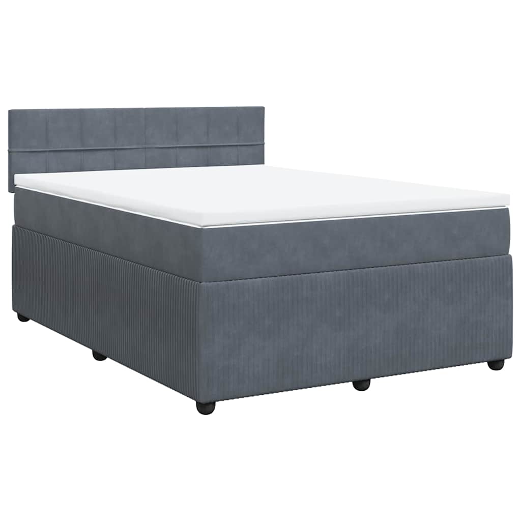 Boxspring met matras fluweel donkergrijs 140x200 cm is nu te koop bij PeponiXL, paradijselijk wonen!