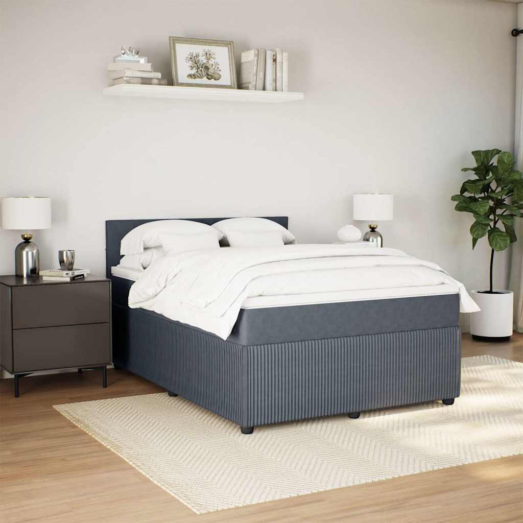 Boxspring met matras fluweel donkergrijs 140x200 cm is nu te koop bij PeponiXL, paradijselijk wonen!
