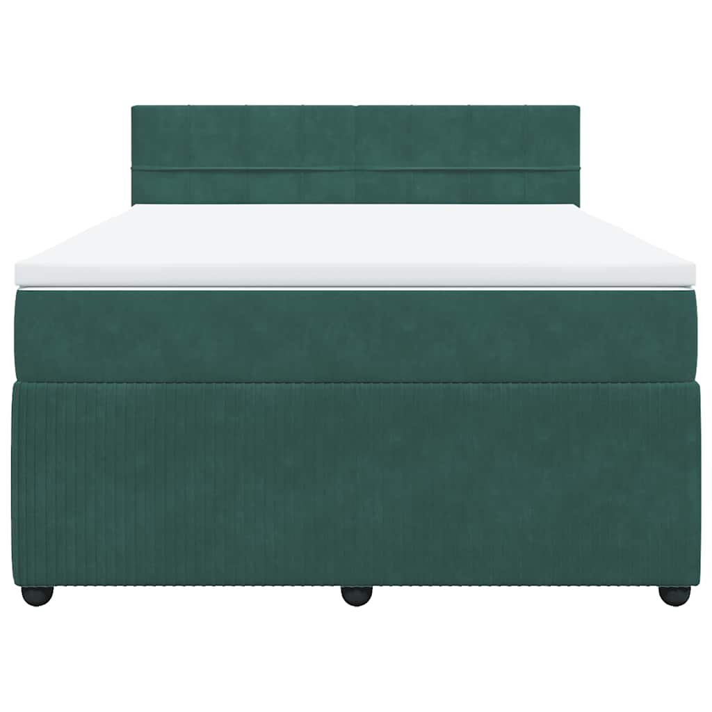 Boxspring met matras fluweel donkergroen 140x200 cm is nu te koop bij PeponiXL, paradijselijk wonen!