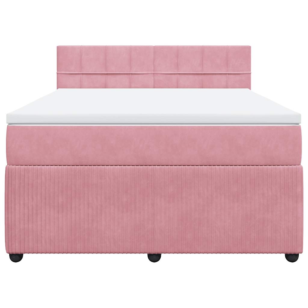 Boxspring met matras fluweel roze 140x200 cm is nu te koop bij PeponiXL, paradijselijk wonen!