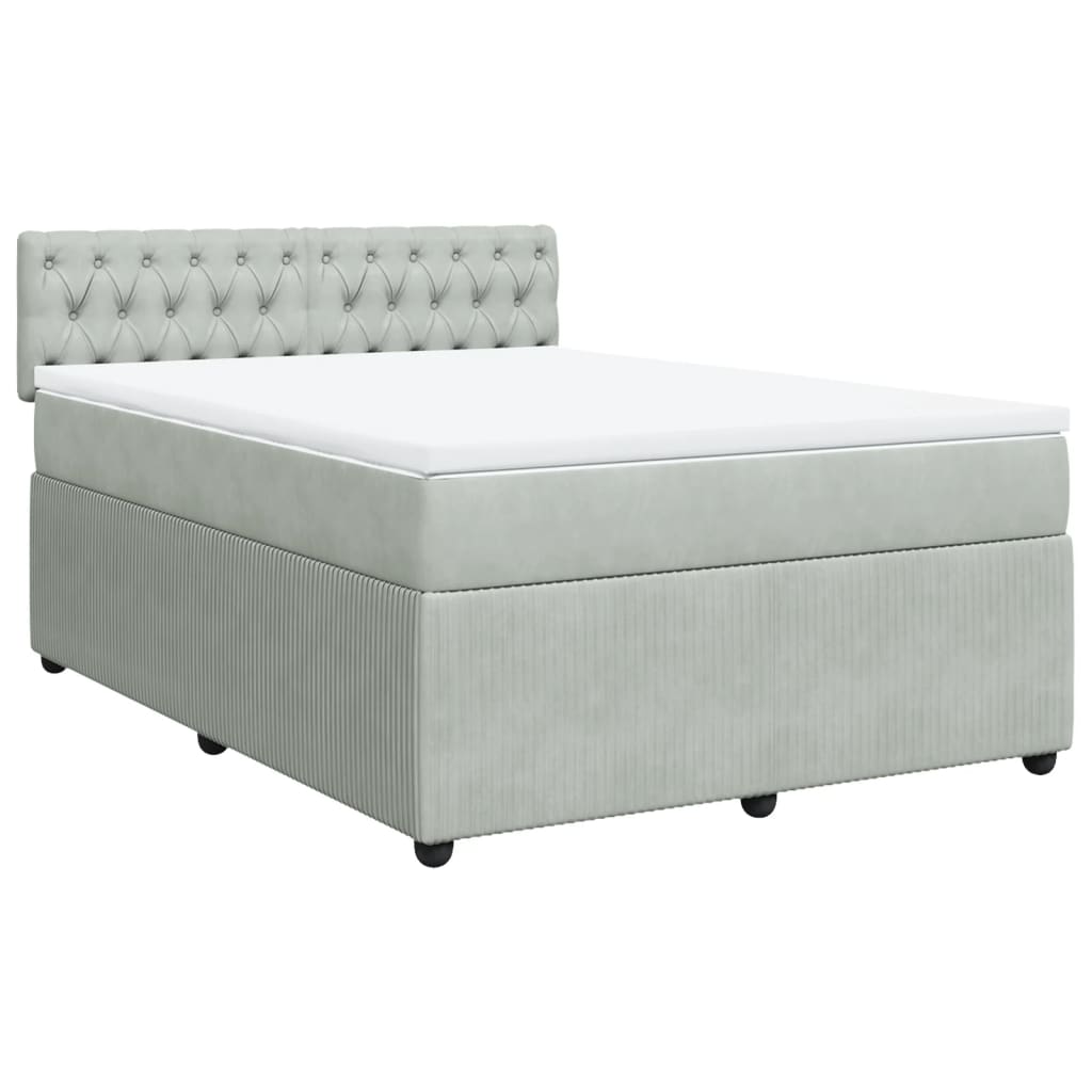 Boxspring met matras fluweel lichtgrijs 140x200 cm is nu te koop bij PeponiXL, paradijselijk wonen!