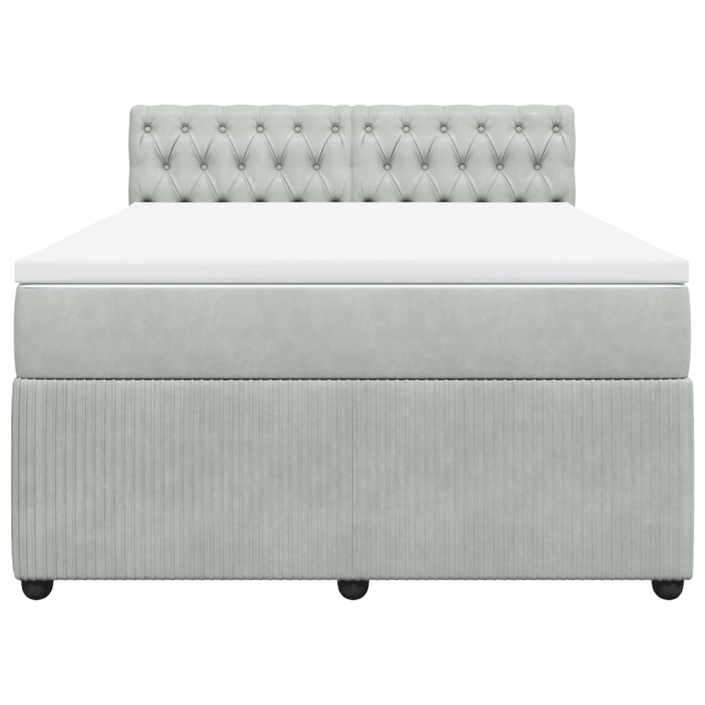 Boxspring met matras fluweel lichtgrijs 140x200 cm is nu te koop bij PeponiXL, paradijselijk wonen!