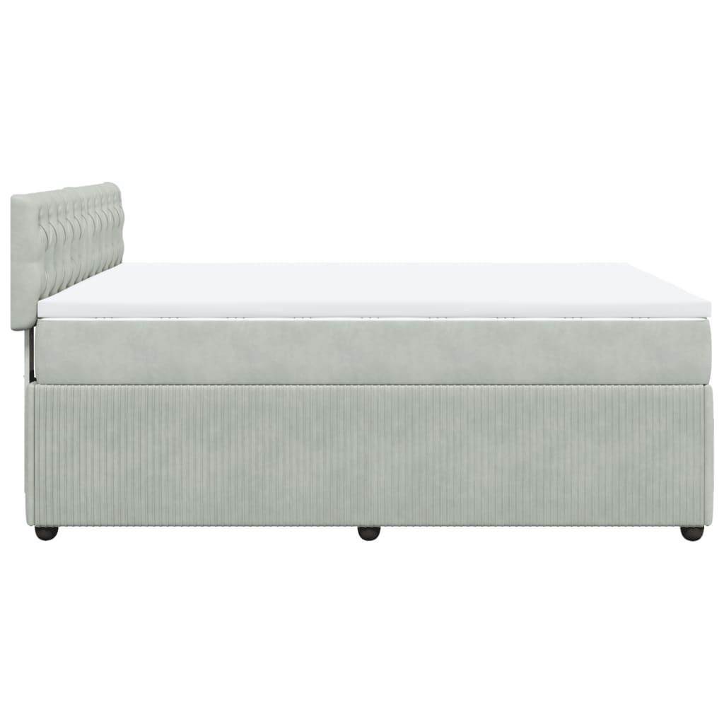 Boxspring met matras fluweel lichtgrijs 140x200 cm is nu te koop bij PeponiXL, paradijselijk wonen!