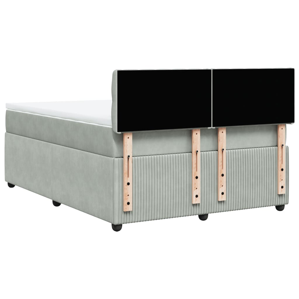 Boxspring met matras fluweel lichtgrijs 140x200 cm is nu te koop bij PeponiXL, paradijselijk wonen!