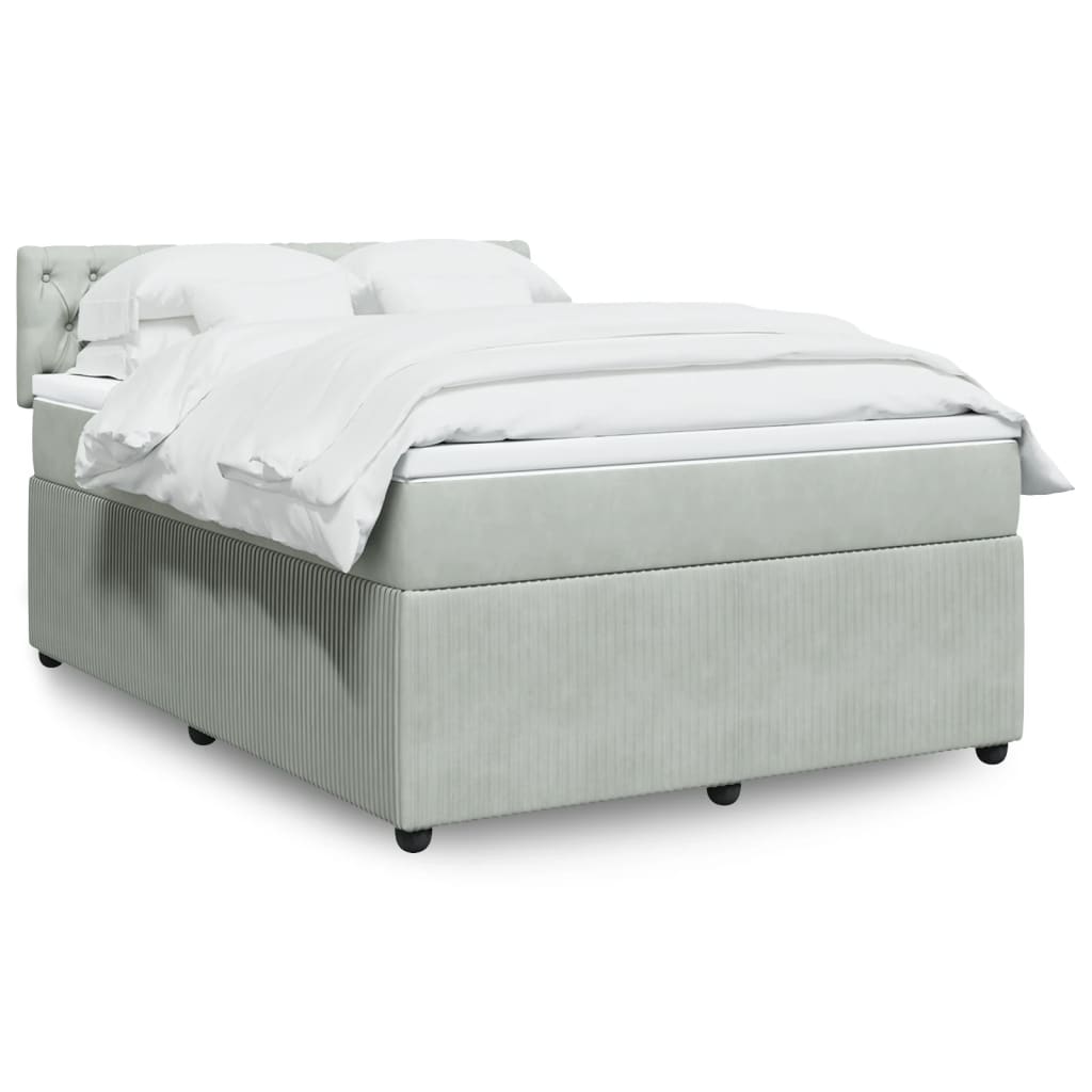 Boxspring met matras fluweel lichtgrijs 140x200 cm is nu te koop bij PeponiXL, paradijselijk wonen!