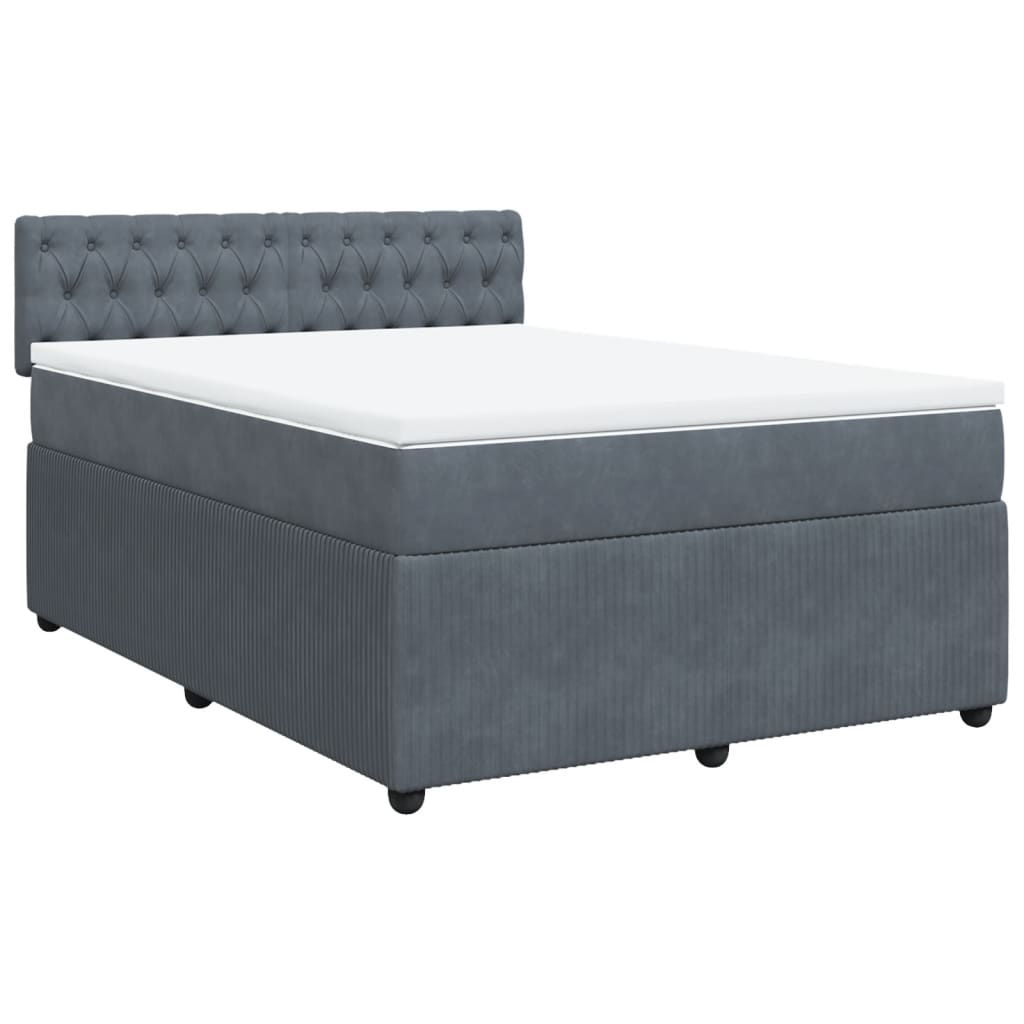 Boxspring met matras fluweel donkergrijs 140x200 cm is nu te koop bij PeponiXL, paradijselijk wonen!