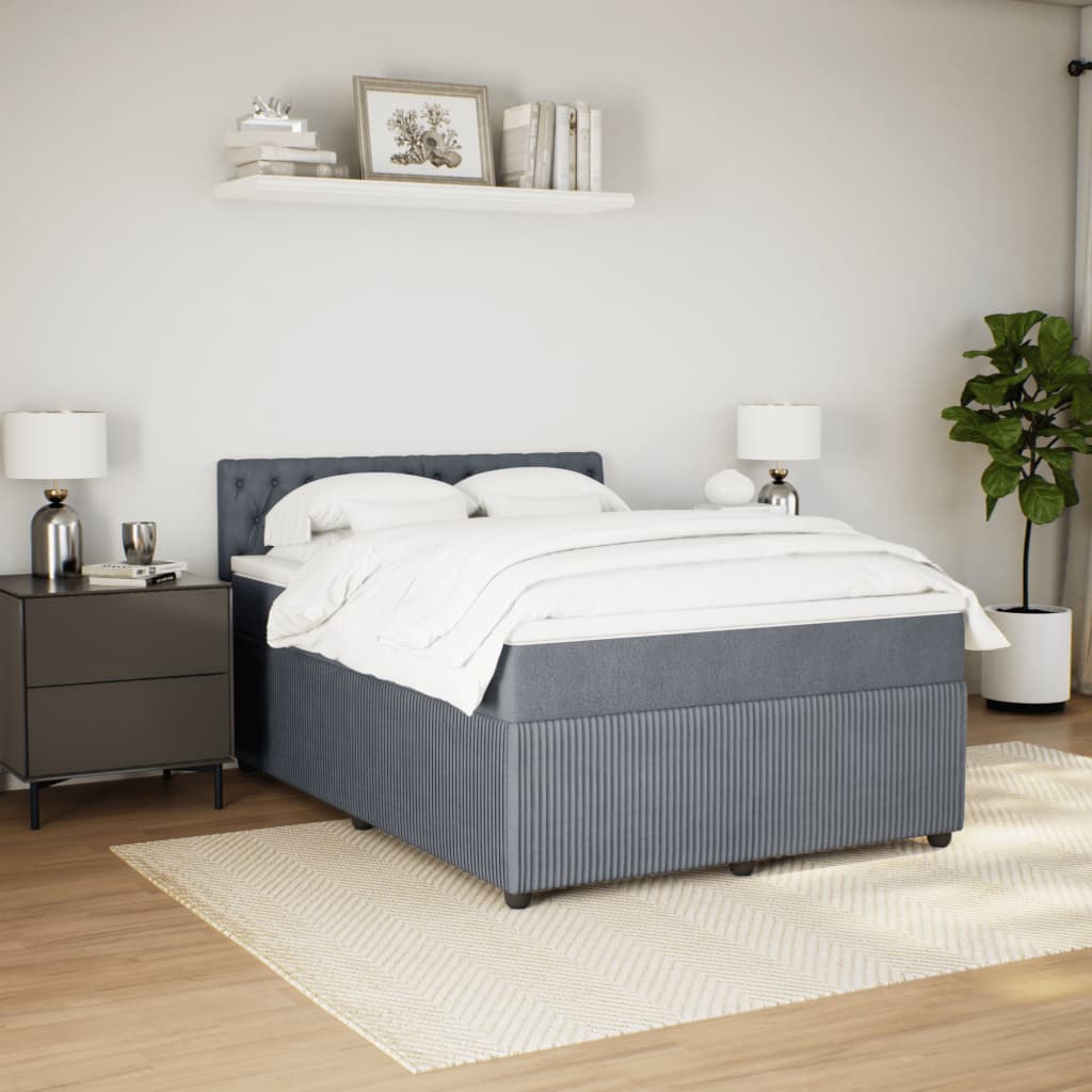 Boxspring met matras fluweel donkergrijs 140x200 cm is nu te koop bij PeponiXL, paradijselijk wonen!