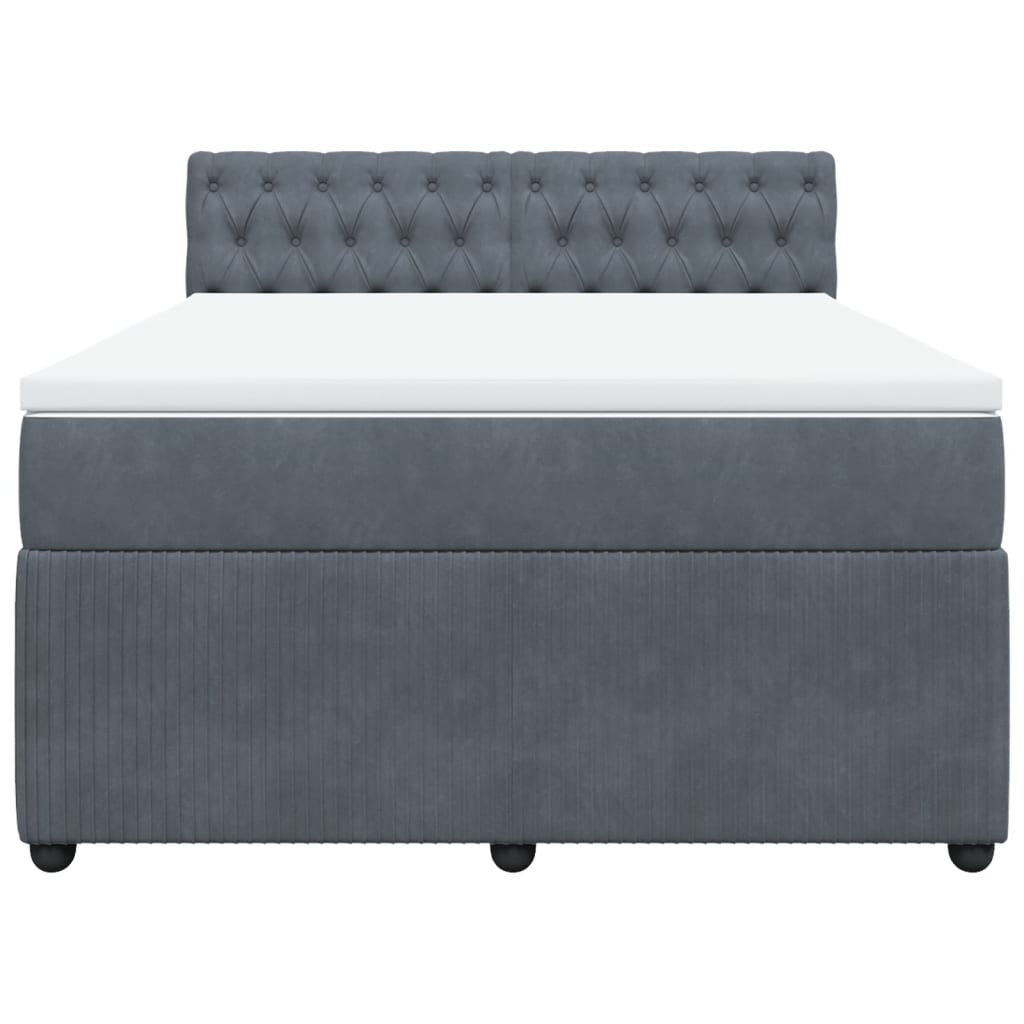 Boxspring met matras fluweel donkergrijs 140x200 cm is nu te koop bij PeponiXL, paradijselijk wonen!
