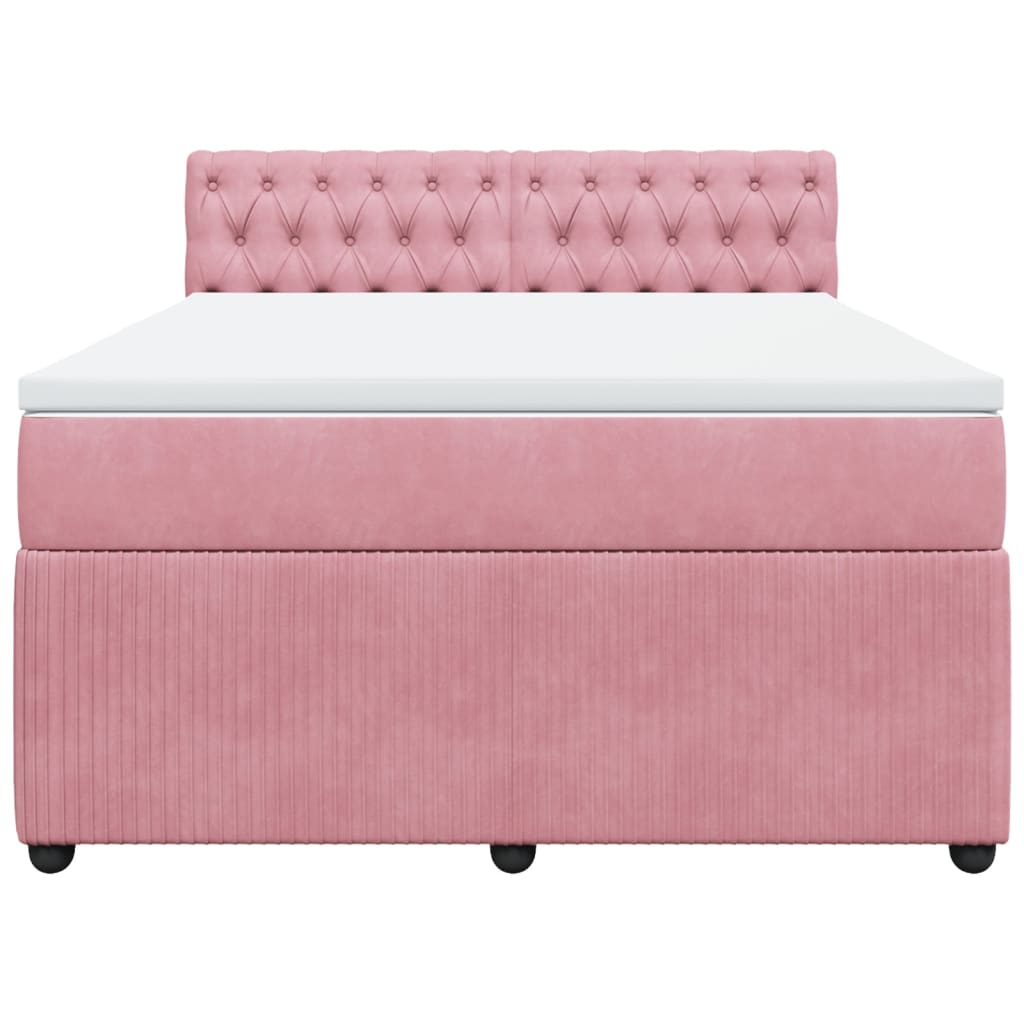 Boxspring met matras fluweel roze 140x200 cm is nu te koop bij PeponiXL, paradijselijk wonen!