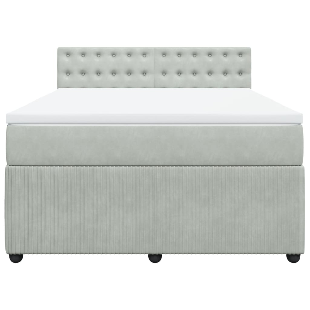 Boxspring met matras fluweel lichtgrijs 140x200 cm is nu te koop bij PeponiXL, paradijselijk wonen!