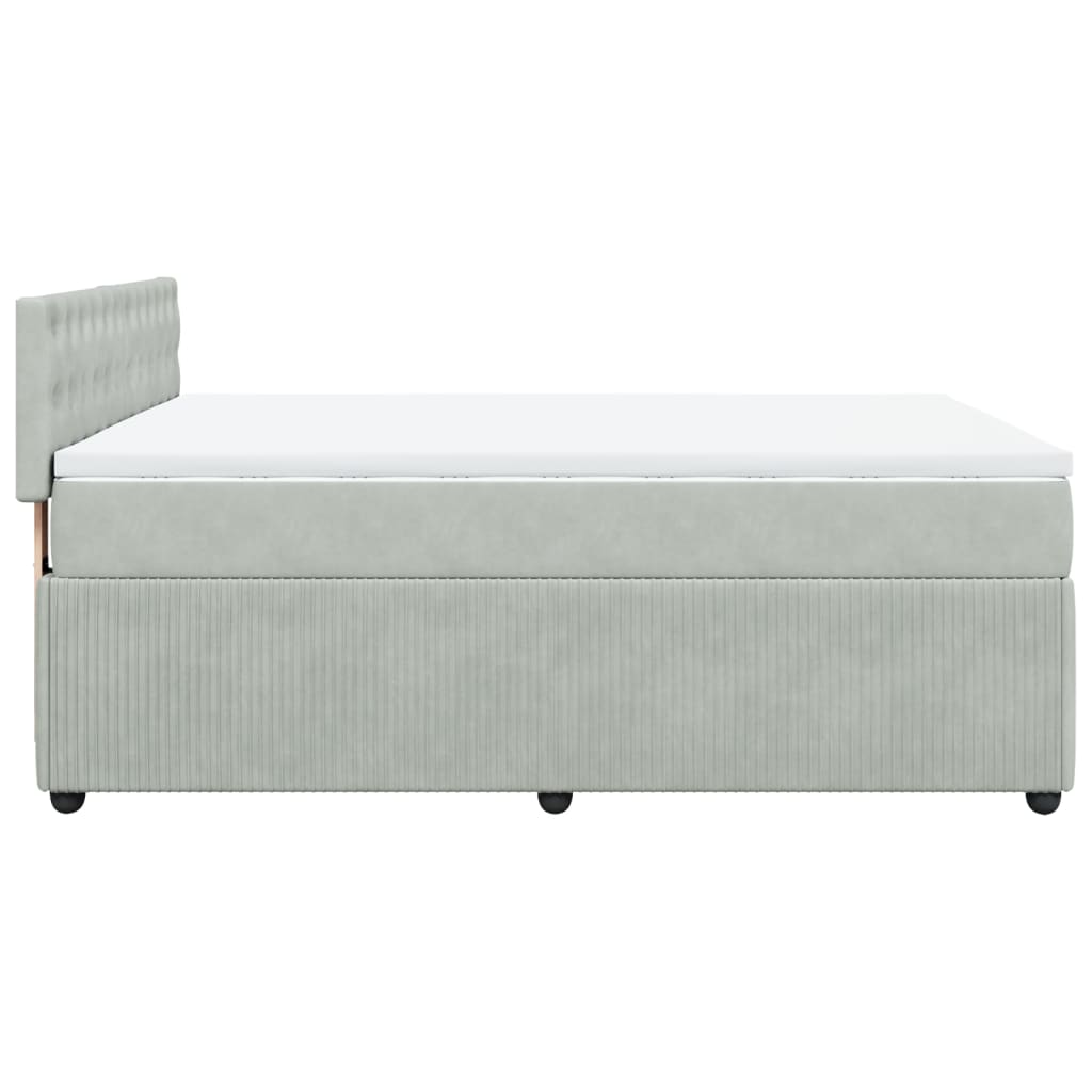 Boxspring met matras fluweel lichtgrijs 140x200 cm is nu te koop bij PeponiXL, paradijselijk wonen!