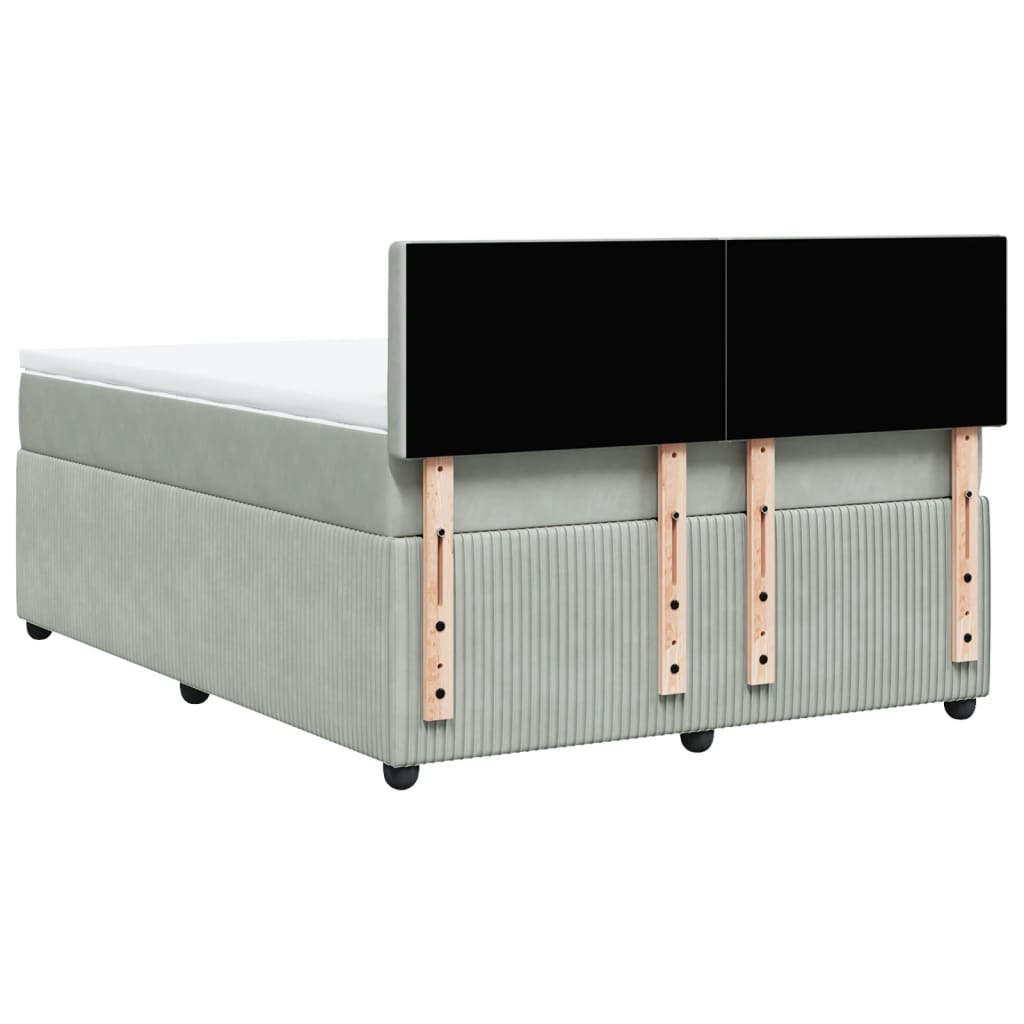 Boxspring met matras fluweel lichtgrijs 140x200 cm is nu te koop bij PeponiXL, paradijselijk wonen!