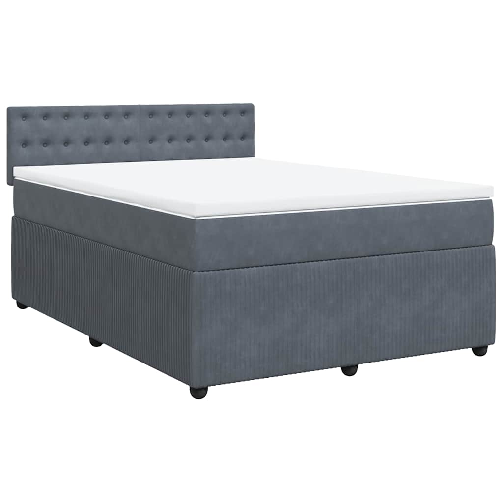 Boxspring met matras fluweel donkergrijs 140x200 cm is nu te koop bij PeponiXL, paradijselijk wonen!