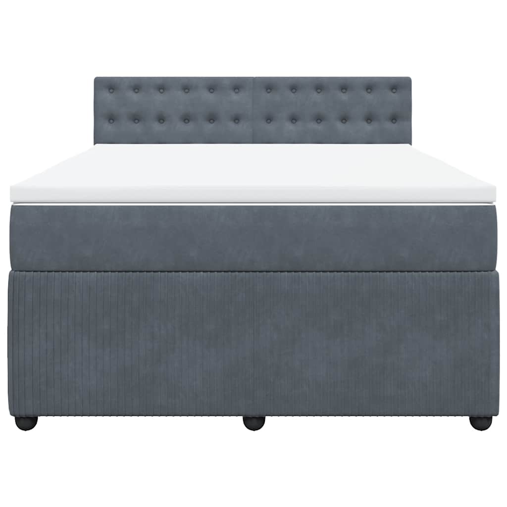 Boxspring met matras fluweel donkergrijs 140x200 cm is nu te koop bij PeponiXL, paradijselijk wonen!