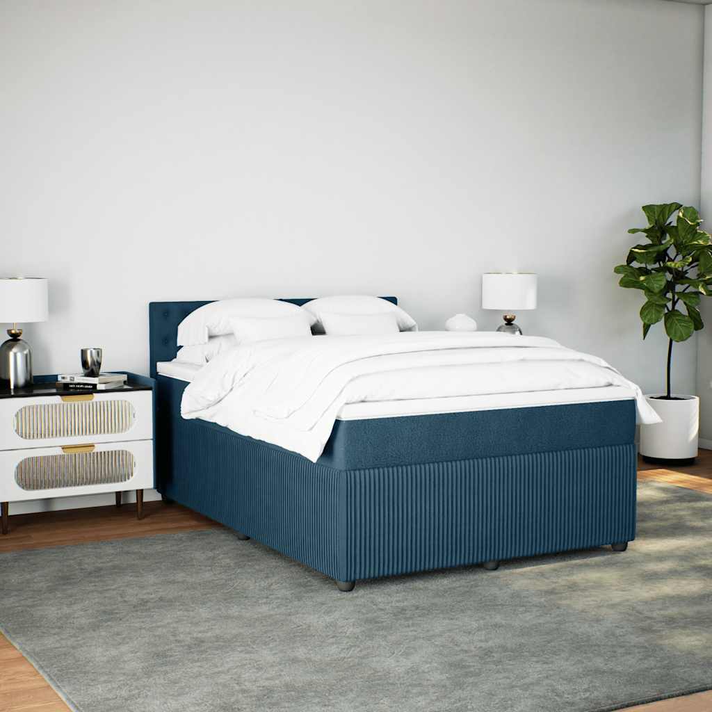 Boxspring met matras fluweel blauw 140x200 cm is nu te koop bij PeponiXL, paradijselijk wonen!