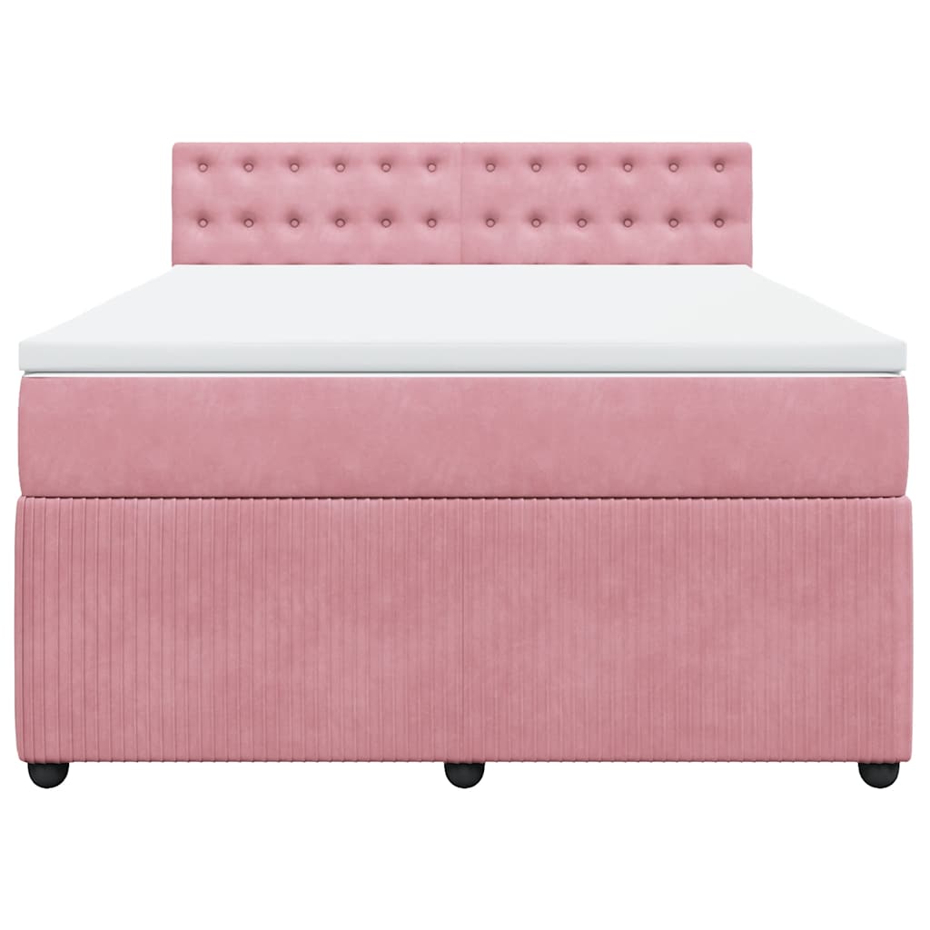 Boxspring met matras fluweel roze 140x200 cm is nu te koop bij PeponiXL, paradijselijk wonen!