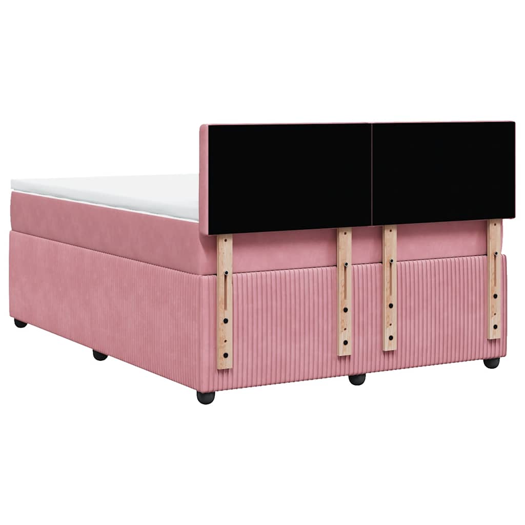 Boxspring met matras fluweel roze 140x200 cm is nu te koop bij PeponiXL, paradijselijk wonen!