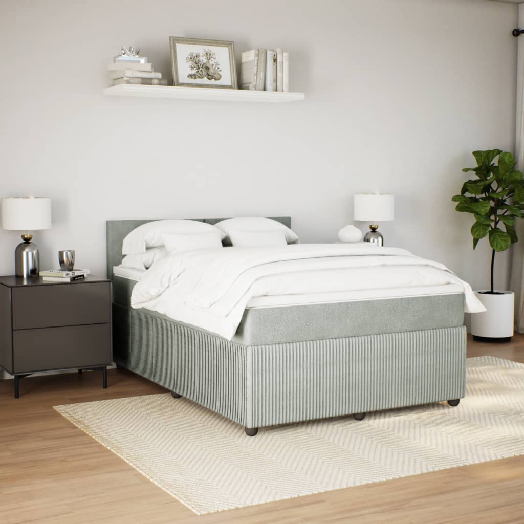 Boxspring met matras fluweel lichtgrijs 160x200 cm is nu te koop bij PeponiXL, paradijselijk wonen!