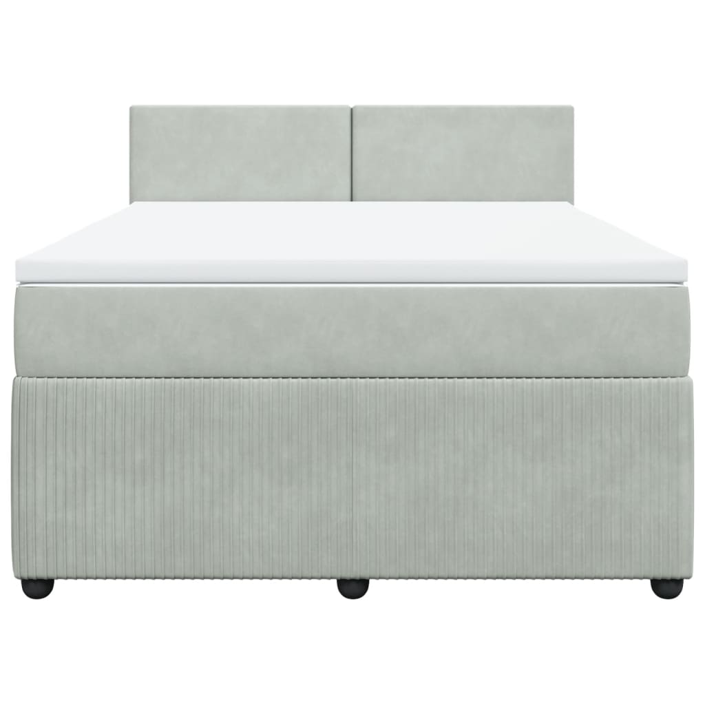 Boxspring met matras fluweel lichtgrijs 160x200 cm is nu te koop bij PeponiXL, paradijselijk wonen!