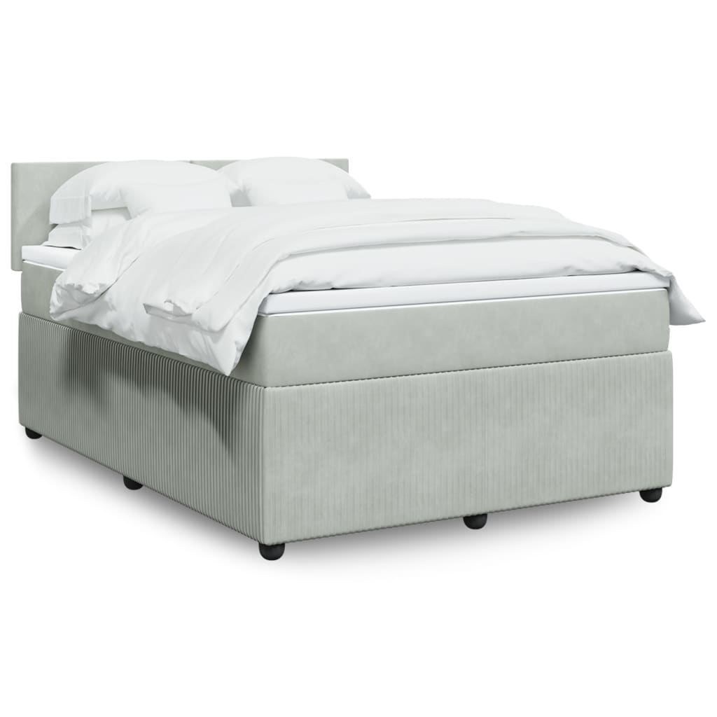 Boxspring met matras fluweel lichtgrijs 160x200 cm is nu te koop bij PeponiXL, paradijselijk wonen!
