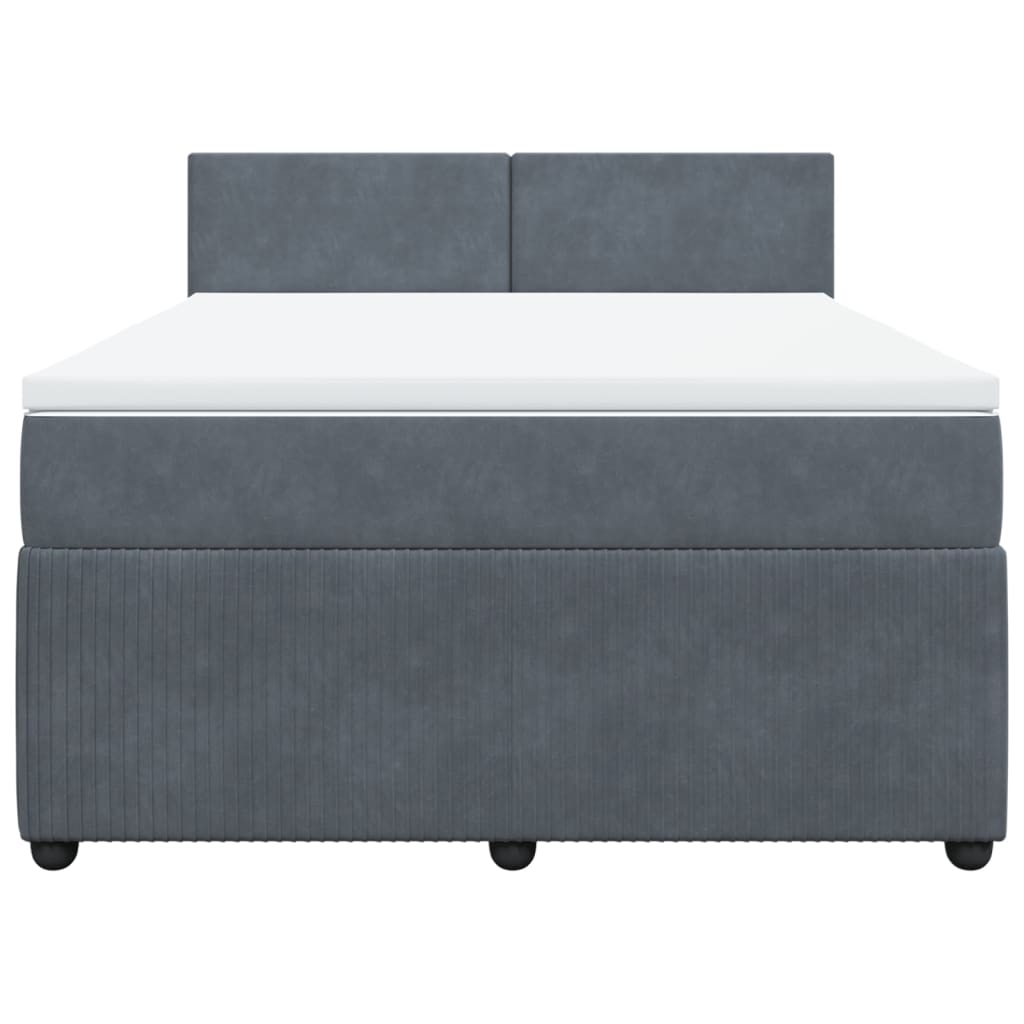 Boxspring met matras fluweel donkergrijs 160x200 cm is nu te koop bij PeponiXL, paradijselijk wonen!