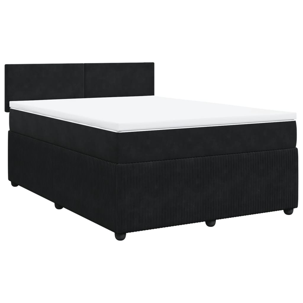 Boxspring met matras fluweel zwart 160x200 cm is nu te koop bij PeponiXL, paradijselijk wonen!