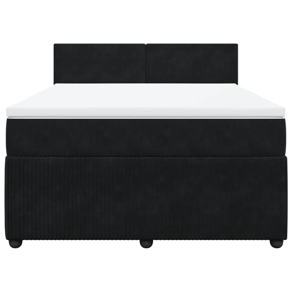 Boxspring met matras fluweel zwart 160x200 cm is nu te koop bij PeponiXL, paradijselijk wonen!