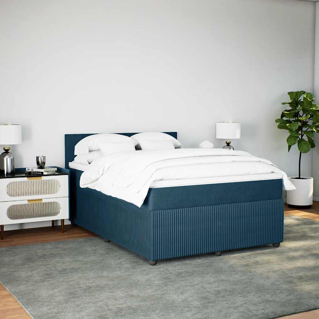 Boxspring met matras fluweel blauw 160x200 cm