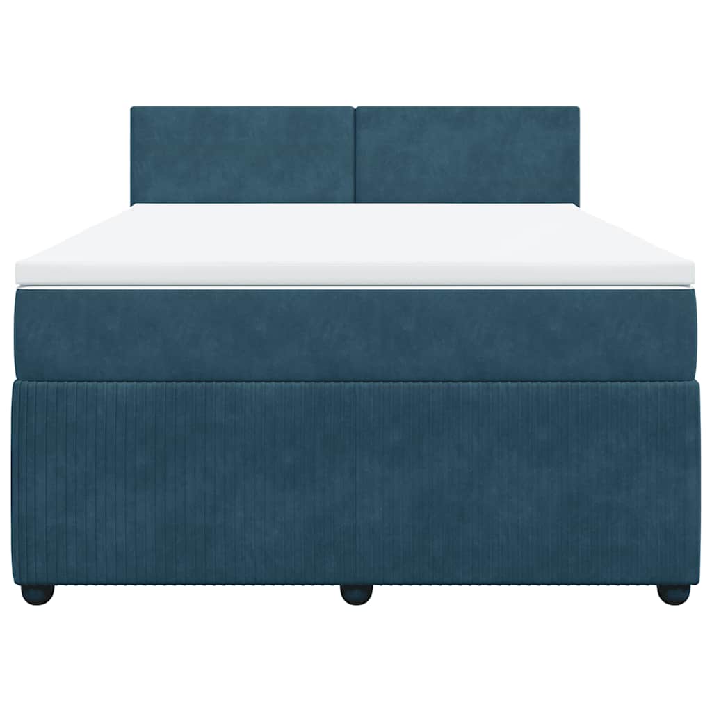 Boxspring met matras fluweel blauw 160x200 cm