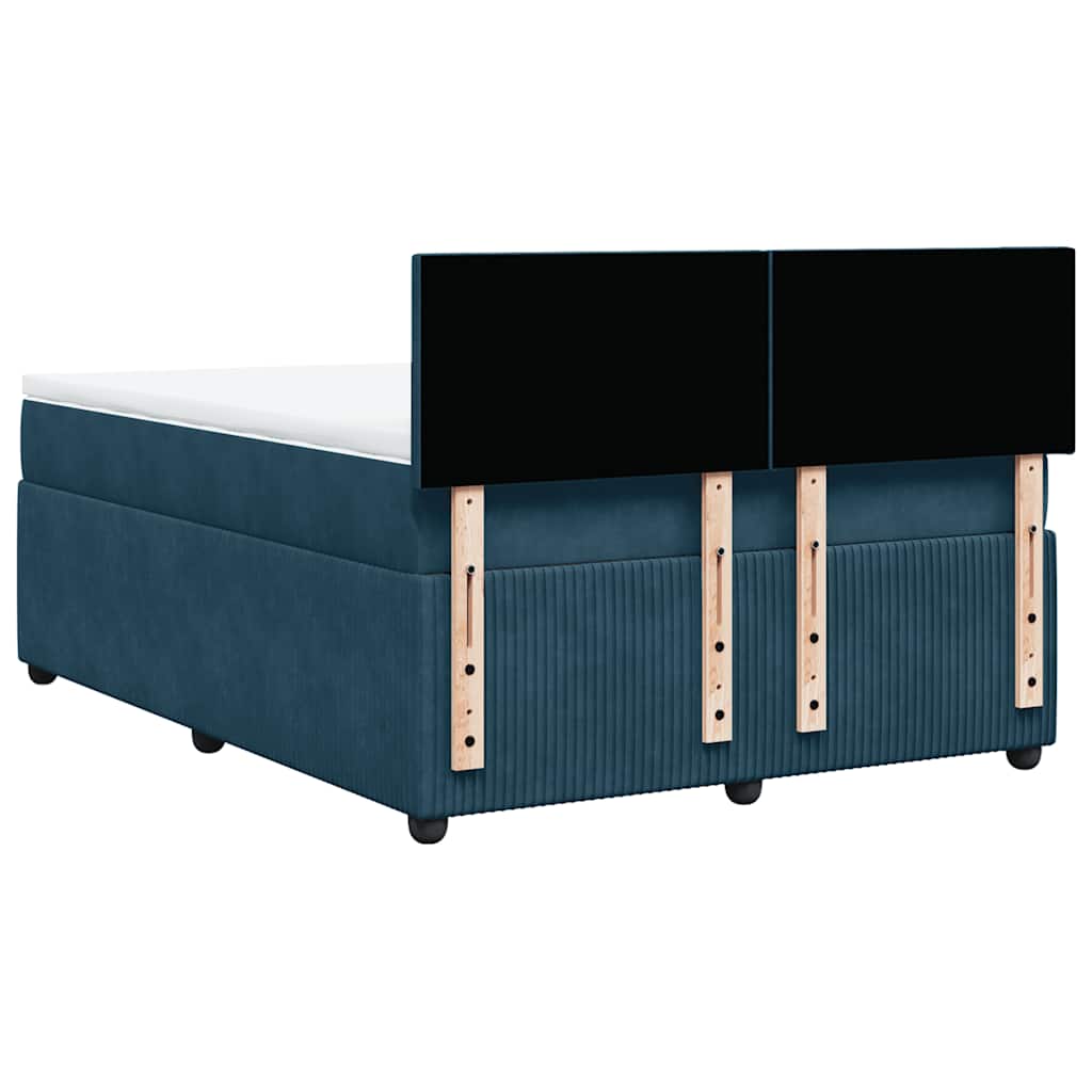 Boxspring met matras fluweel blauw 160x200 cm